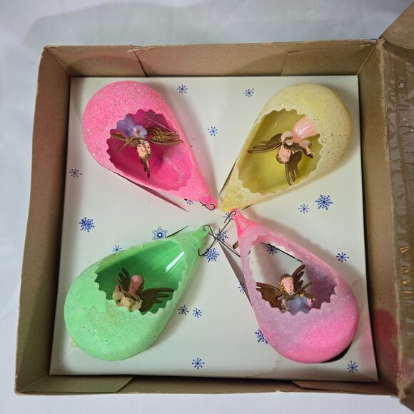 Jewelbrite Christmas Ornaments Diorama Choir Angels Frosted Glass Teardrop Unuse - Picture 14 of 15